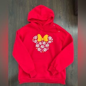 Red Hoodie with Yellow Bow and Floral Design